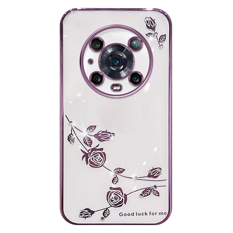 For Honor Magic4 Pro 5G Shock-absorbing Flower Pattern Phone Cover Rhinestone Decor TPU Electroplating Phone Case For Honor Magic4 Pro 5G Shock-absorbing Flower Pattern Phone Cover Rhinestone Decor TPU Electroplating Phone Case